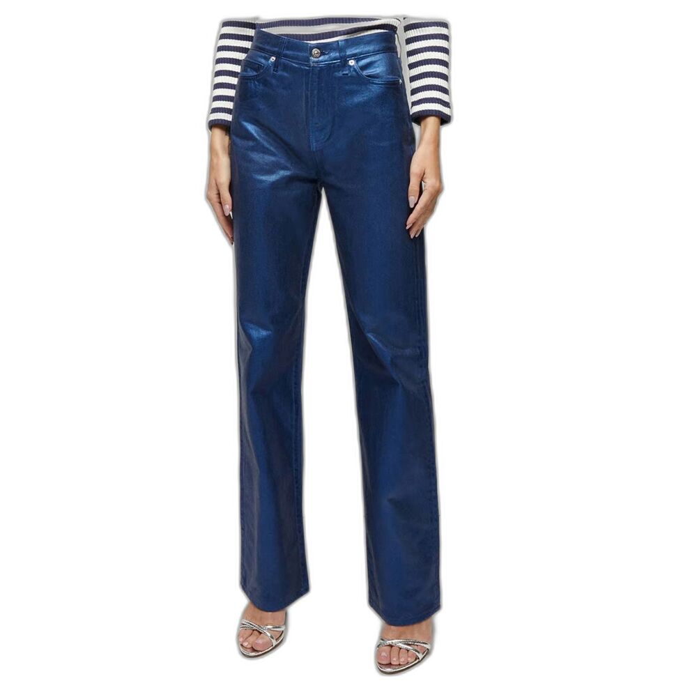 Veronica Beard Dylan High Rise Metallic Coated Straight Leg Jeans NWT Size 26